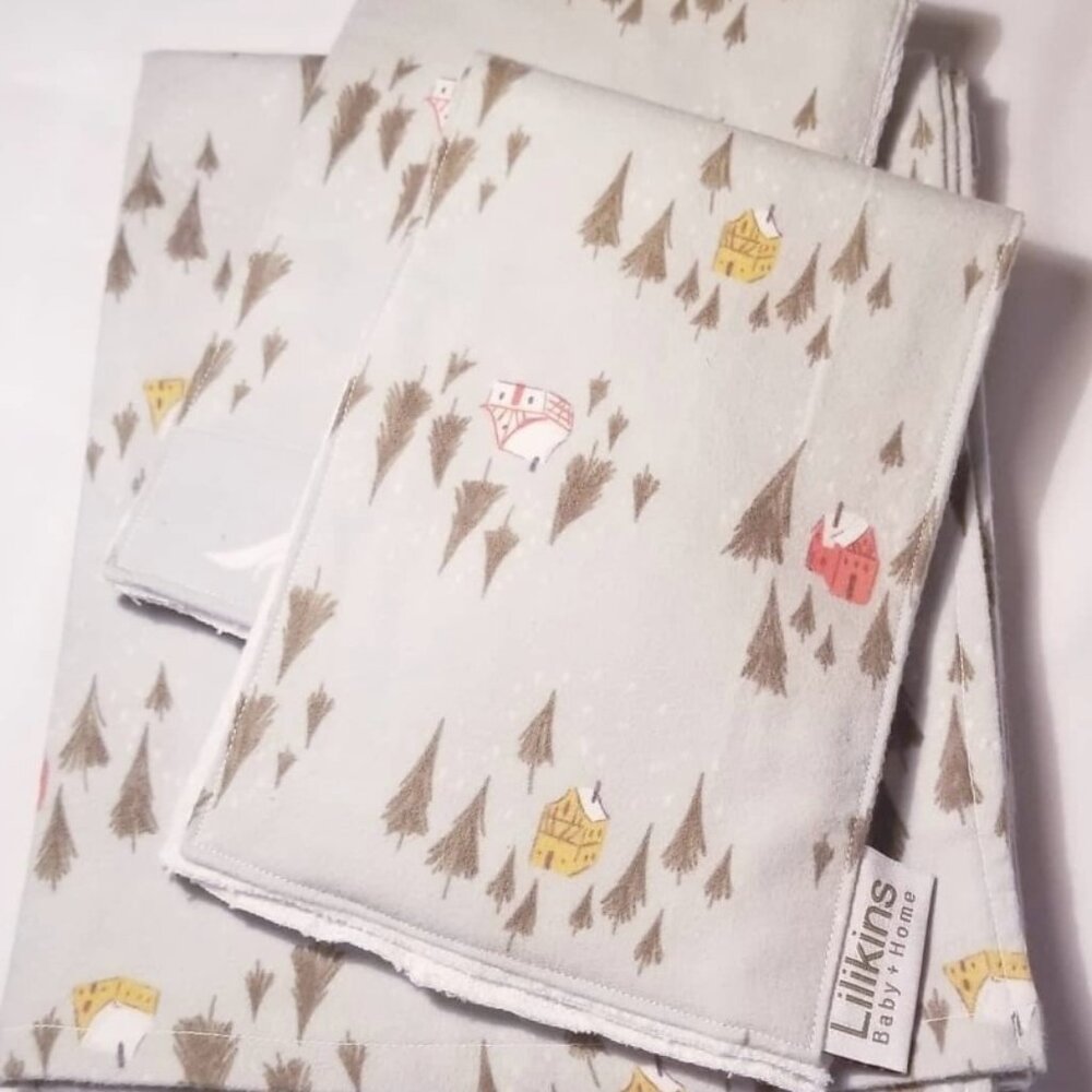Flannel Receiving/Swaddling Blanket and Burp Cloths, handmade